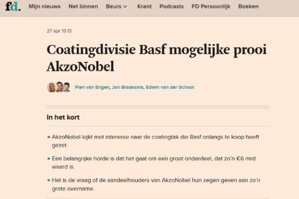 Coatings Industry Shake-Up: Will AkzoNobel Acquire BASF’s Divested Business?